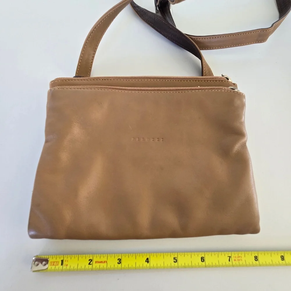 Peruzzi Made in Florence Genuine Leather Brown Crossbody Bag | Italian Leather